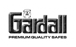 Gardall logo featuring bold text and a bulldog illustration, highlighting premium quality safes, emphasizing security and reliability.